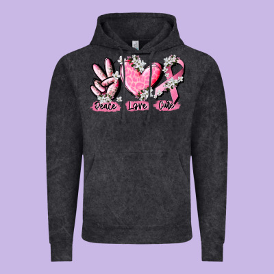 Peace Love Cure Breast Cancer Vintage Hoodie Designed By Cowgirlartshop