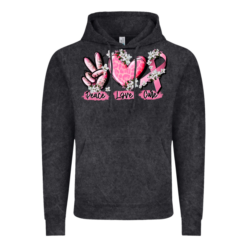 Peace Love Cure Breast Cancer Vintage Hoodie by CowGirlArtShop | Teevron