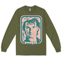 Army Green patrick swayze retro 80s fan aesthetic design Long Sleeve Tee - PixelWave