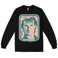 Black patrick swayze retro 80s fan aesthetic design Long Sleeve Tee - PixelWave