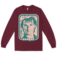 Burgundy patrick swayze retro 80s fan aesthetic design Long Sleeve Tee - PixelWave