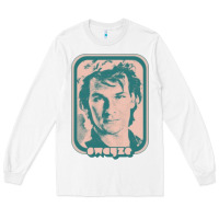 White patrick swayze retro 80s fan aesthetic design Long Sleeve Tee - PixelWave
