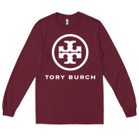 Burgundy white burch tory Long Sleeve Tee - PixelWave