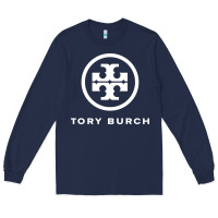 Navy white burch tory Long Sleeve Tee - PixelWave