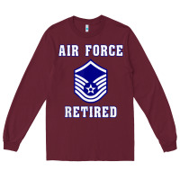 Burgundy military master sergeant air force retired t shirt Long Sleeve Tee - PixelWave