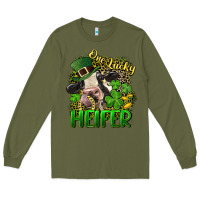 Army Green One lucky Heifer Long Sleeve Tee - CowGirlArtShop