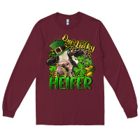 Burgundy One lucky Heifer Long Sleeve Tee - CowGirlArtShop