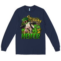 Navy One lucky Heifer Long Sleeve Tee - CowGirlArtShop