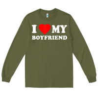 Army Green I Love My Boyfriend T-Shirt Long Sleeve Tee - PixelWave