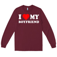 Burgundy I Love My Boyfriend T-Shirt Long Sleeve Tee - PixelWave