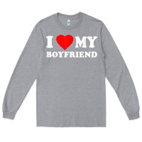 Heather Grey I Love My Boyfriend T-Shirt Long Sleeve Tee - PixelWave