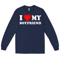Navy I Love My Boyfriend T-Shirt Long Sleeve Tee - PixelWave