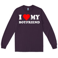 Plum I Love My Boyfriend T-Shirt Long Sleeve Tee - PixelWave