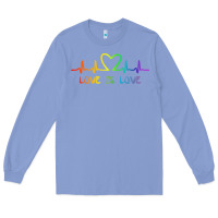 Colony Blue LGBT Love Rainbow Heartbeat Long Sleeve Tee - PixelWave
