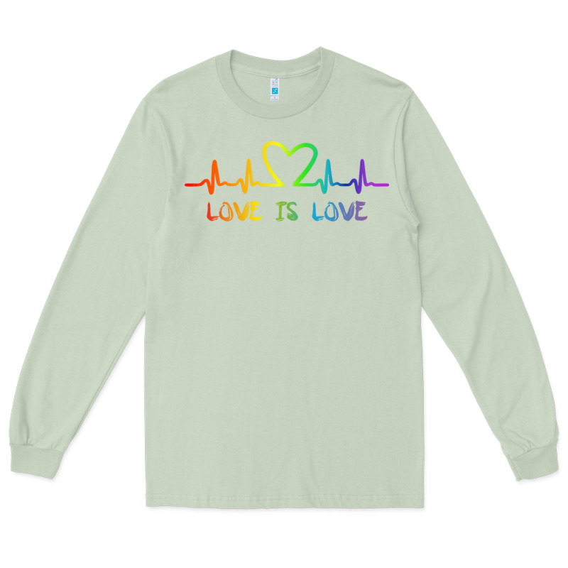 Lgbt Love Rainbow Heartbeat Long Sleeve Tee by PixelWave | Teevron