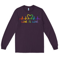 Plum LGBT Love Rainbow Heartbeat Long Sleeve Tee - PixelWave