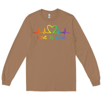 Toasted Coconut LGBT Love Rainbow Heartbeat Long Sleeve Tee - PixelWave
