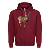 Burgundy Mule Buck Deer Zipper Hoodie - LillyAllenDesigns