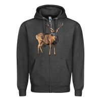 Charcoal Heather Mule Buck Deer Zipper Hoodie - LillyAllenDesigns