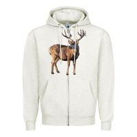 Oatmeal Heather Mule Buck Deer Zipper Hoodie - LillyAllenDesigns