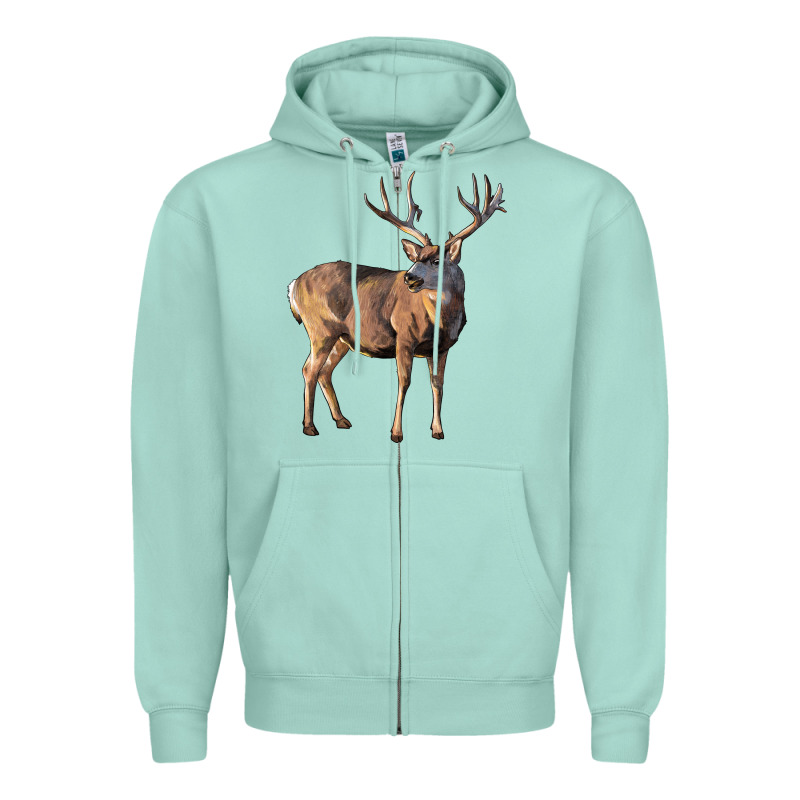 Mule Buck Deer Zipper Hoodie by LillyAllenDesigns | Teevron