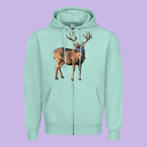 Mule Buck Deer Zipper Hoodie Designed By Lillyallendesigns