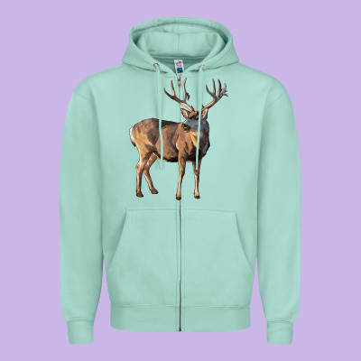 Mule Buck Deer Zipper Hoodie Designed By Lillyallendesigns
