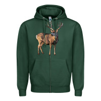 Sports Green Mule Buck Deer Zipper Hoodie - LillyAllenDesigns