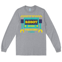 Heather Grey it's robot fighting time funny robotics engineer battle bots Long Sleeve Tee - PixelWave