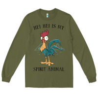 Army Green Moana Hei Hei Is My Spirit Animal Portrait Long Sleeve Tee - PixelWave