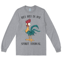 Heather Grey Moana Hei Hei Is My Spirit Animal Portrait Long Sleeve Tee - PixelWave