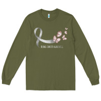 Army Green pretty white ribbon support lung cancer awareness t shirt Long Sleeve Tee - Craftify
