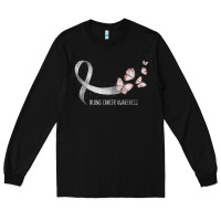Black pretty white ribbon support lung cancer awareness t shirt Long Sleeve Tee - Craftify