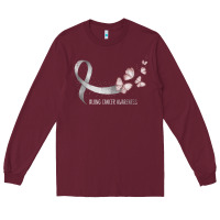 Burgundy pretty white ribbon support lung cancer awareness t shirt Long Sleeve Tee - Craftify