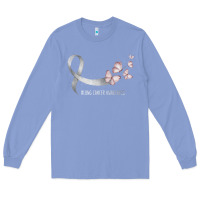 Colony Blue pretty white ribbon support lung cancer awareness t shirt Long Sleeve Tee - Craftify
