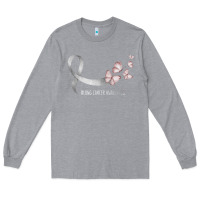 Heather Grey pretty white ribbon support lung cancer awareness t shirt Long Sleeve Tee - Craftify