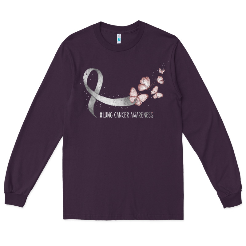 Pretty White Ribbon Support Lung Cancer Awareness T Shirt Long Sleeve Tee by Craftify | Teevron