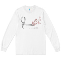 White pretty white ribbon support lung cancer awareness t shirt Long Sleeve Tee - Craftify