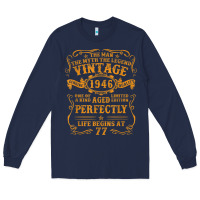 Navy vintage 1946 the man myth legend 77 year old birthday gifts Long Sleeve Tee - trangStudio