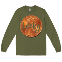 Army Green Cute Good Luck Gift - Lucky Penny Long Sleeve Tee - Craftify
