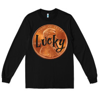 Black Cute Good Luck Gift - Lucky Penny Long Sleeve Tee - Craftify