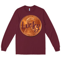Burgundy Cute Good Luck Gift - Lucky Penny Long Sleeve Tee - Craftify