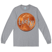 Heather Grey Cute Good Luck Gift - Lucky Penny Long Sleeve Tee - Craftify