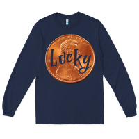 Navy Cute Good Luck Gift - Lucky Penny Long Sleeve Tee - Craftify