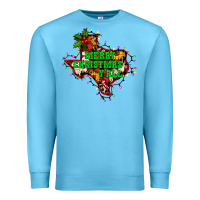 Ocean Blue merry Christmas y'all Texas map Premium Sweatshirt - BarkalooDesign
