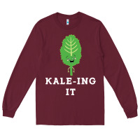 Burgundy kaleing it kale art for vegans vegetarians Long Sleeve Tee - Craftify