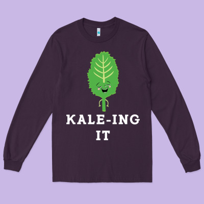 Kaleing It Kale Art For Vegans Vegetarians Long Sleeve Tee Designed By Craftify