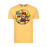 Vintage Mustard take me out to the ball game softball Vintage Tee - CowGirlArtShop