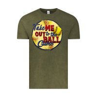 Vintage Olive take me out to the ball game softball Vintage Tee - CowGirlArtShop