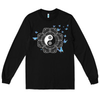 Yin Yang With Butterflies Ancient Chinese Yin Yang Long Sleeve Tee | Teevron